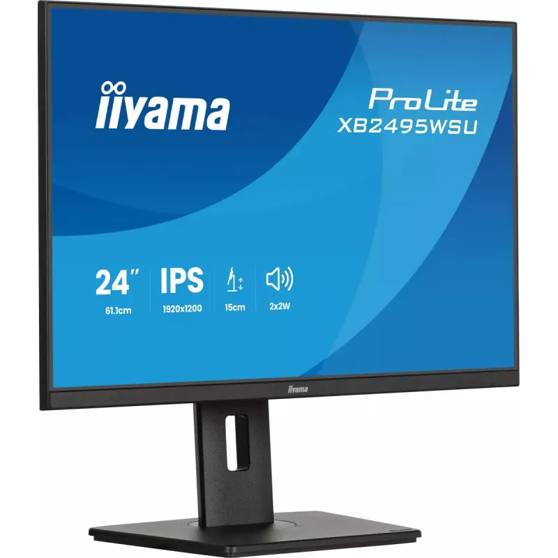 Monitors IIYAMA ProLite XB2495WSU-B1 24,1 collas (61,2 cm) 1920×1200 IPS Full HD, 4 ms, USB 3.2 centrmezgls, augstumā regulējams, skaļruņi