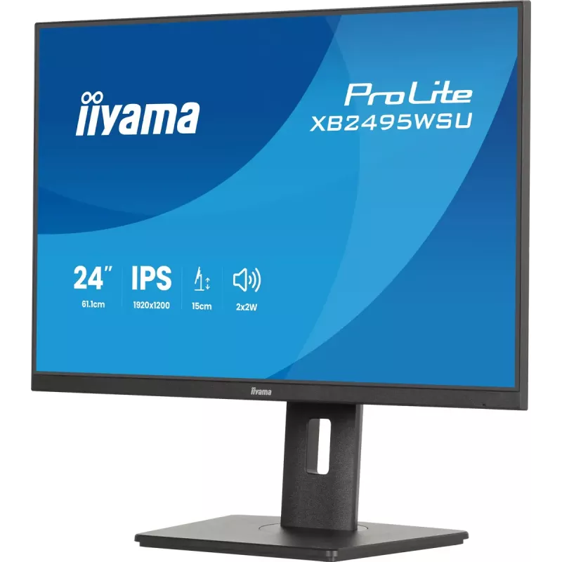 Monitors IIYAMA ProLite XB2495WSU-B1 24,1 collas (61,2 cm) 1920×1200 IPS Full HD, 4 ms, USB 3.2 centrmezgls, augstumā regulējams, skaļruņi