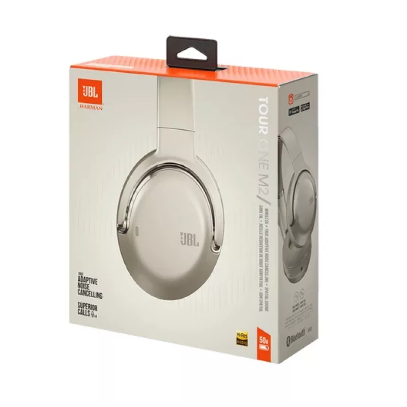 JBL Tour One M2 austiņas bezvadu galvas lentes mūzikai USB Type-C Bluetooth šampanieša krāsā