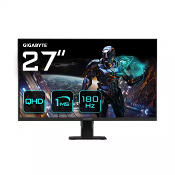 GIGABYTE GS27QA 27 collu QHD spēļu monitors - 2560 x 1440 (QHD), 180 Hz, 1 ms, 300 cd/m², FreeSync, HDR gatavs, HDMI 2.0, DisplayPort 1.4