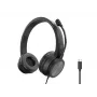Austiņas CONCEPTRONIC POLONA05BC — Stereo USB-C, trokšņus slāpējošs mikrofons, apļveida, 2 m kabelis, 20–22000 Hz, melnas