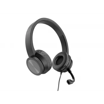 Austiņas CONCEPTRONIC POLONA05BC — Stereo USB-C, trokšņus slāpējošs mikrofons, apļveida, 2 m kabelis, 20–22000 Hz, melnas