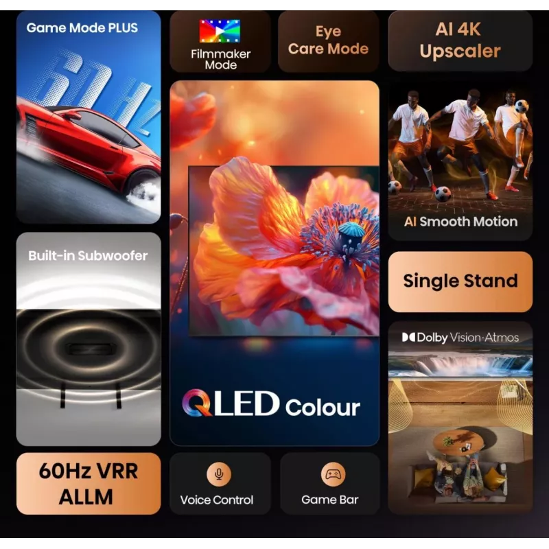 Hisense A7Q 55A7Q 139,7 cm (55 collu) 4K Ultra HD viedais televizors Wi-Fi melns