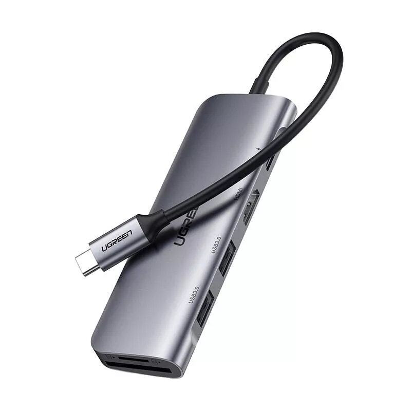 Ugreen 15214 klēpjdatora dokstacija / pieslēgvietu replikators Vadu USB 3.2 Gen 1 (3.1 Gen 1) Type-C Ceriņu, Metālisks