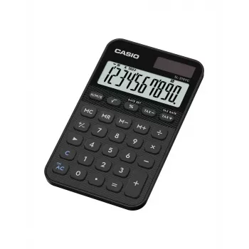 Kalkulators CASIO SL-310YC kabatas, pamata, 10 ciparu, baterija un saules baterija, nodokļu un peļņas funkcijas, melns