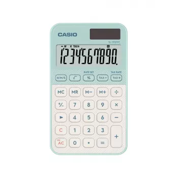Kalkulators CASIO SL-310YC kabatas pamata 10 ciparu baterija/saules enerģija gaiši zaļš