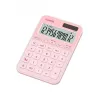 Galda pamatkalkulators CASIO MS-20YC — 12 ciparu, nodokļu un peļņas funkcijas, baterija/saules enerģija, gaiši rozā