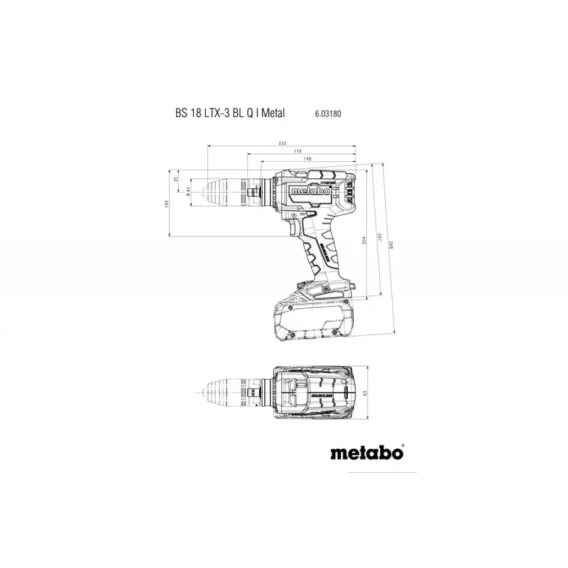 Pistoles roktura urbjmašīna Metabo BS 18 LTX-3 BL Q I Metal 4000 RPM 3 kg