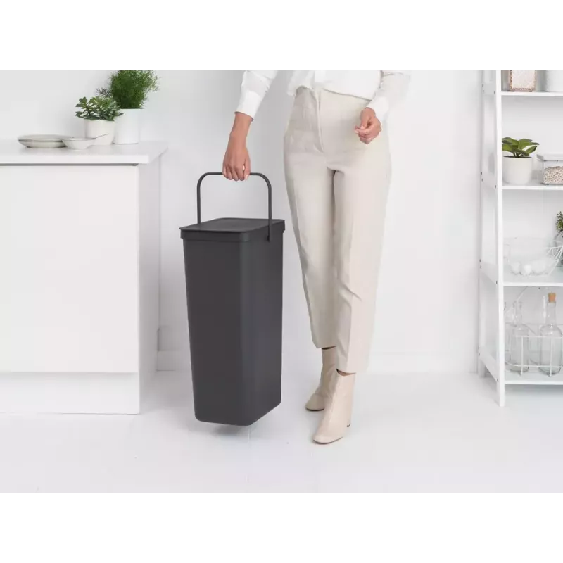 Brabantia Sort & Go 40L Taisnstūra formas pārstrādes tvertne pelēkā krāsā
