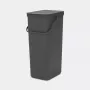 Brabantia Sort & Go 40L Taisnstūra formas pārstrādes tvertne pelēkā krāsā