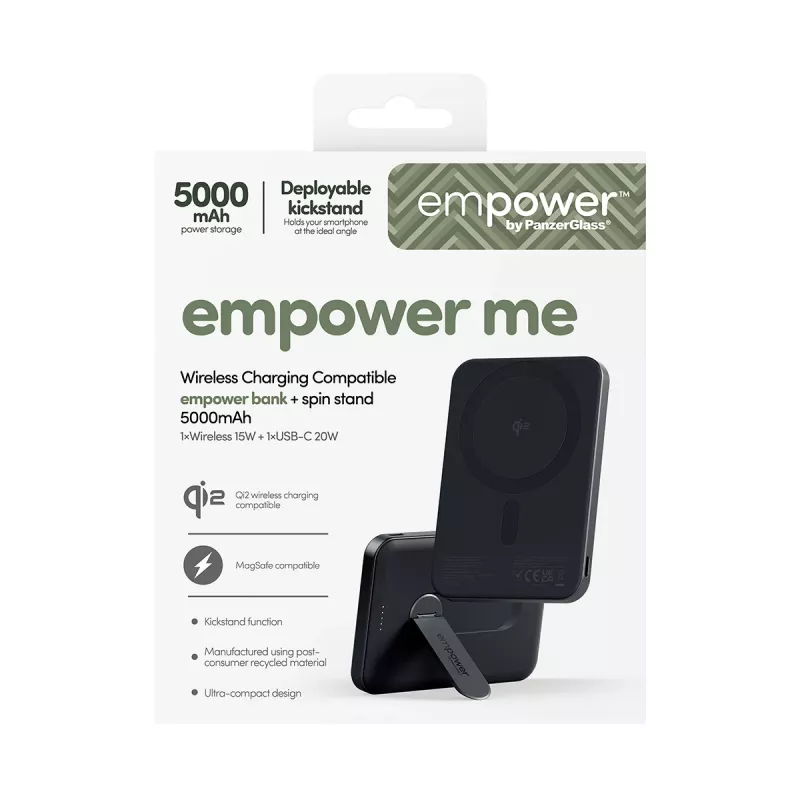 PanzerGlass empower™ by ® empower™ Bank w. Spin Stand | 5000mAh | Space Melns