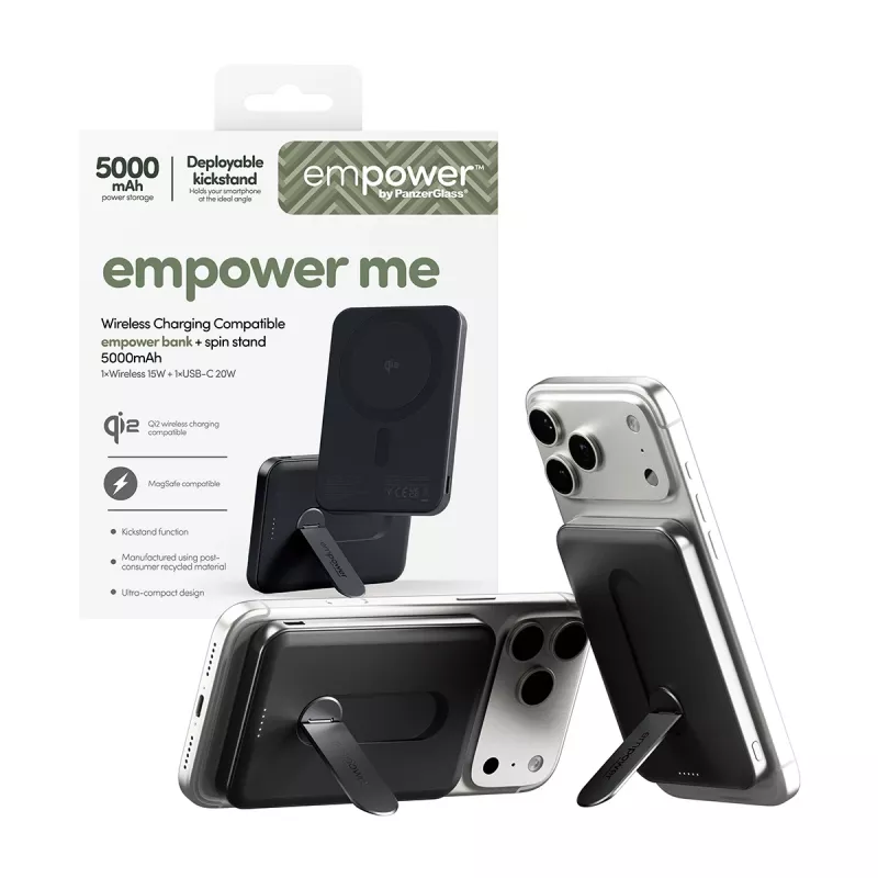 PanzerGlass empower™ by ® empower™ Bank w. Spin Stand | 5000mAh | Space Melns