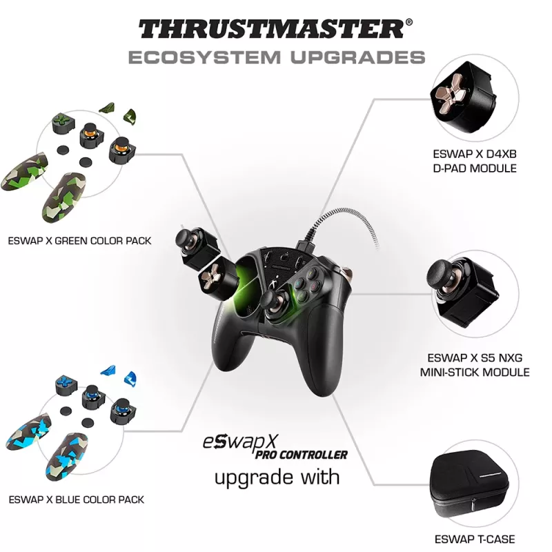 Thrustmaster eSwap Pro Controller Xbox One melns USB spēļu kontrolieris analogs / digitāls Xbox One, Xbox Series S