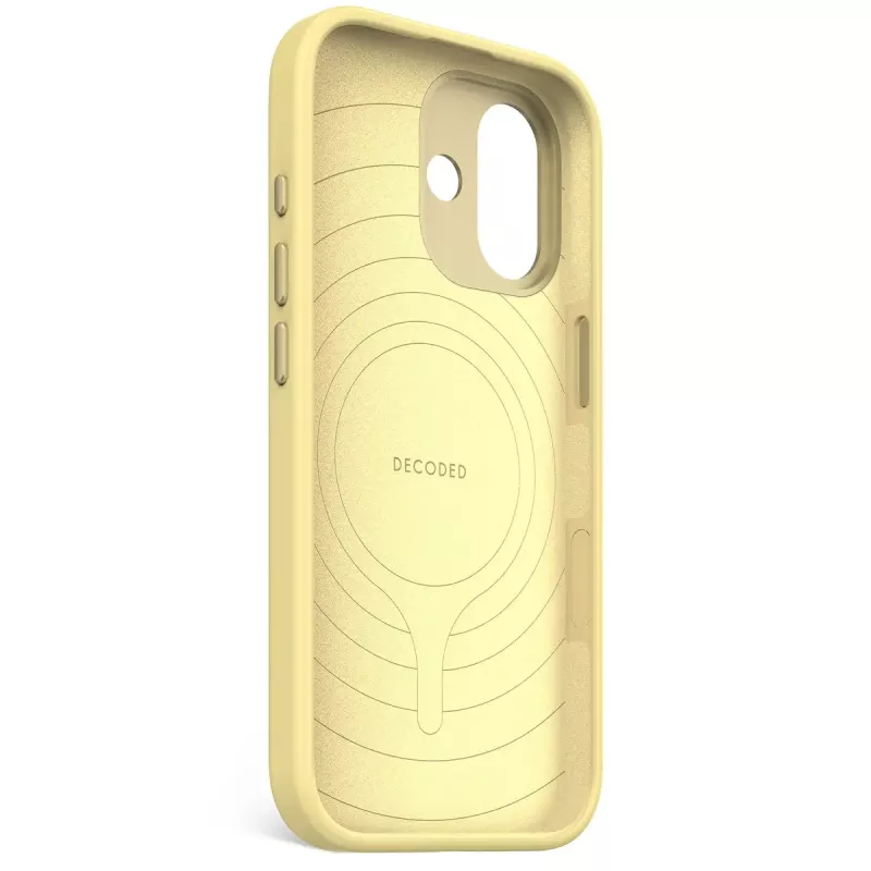 Mobilā tālruņa vāciņš Decoded D25IPO17BCS9YW Apple iPhone 17, vāciņa tips, piemērots līdz 16 cm (6,3 collas), dzeltens, mikrošķiedra un PU