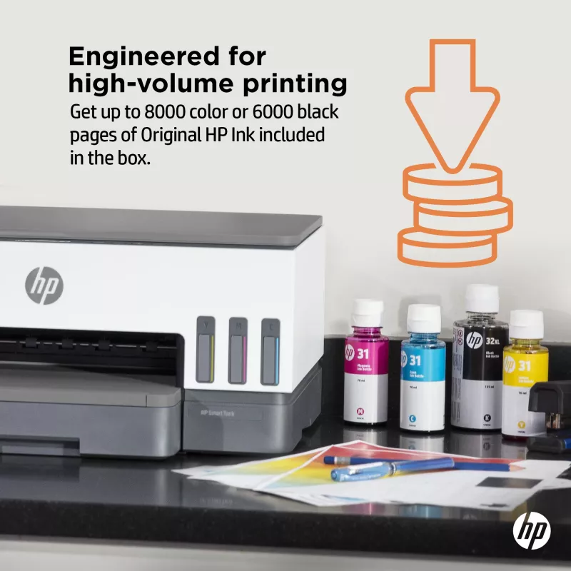 HP Smart Tank printeris, termiskā tintes druka, krāsu druka, 4800 x 1200 DPI, A4, tiešā druka, pelēks