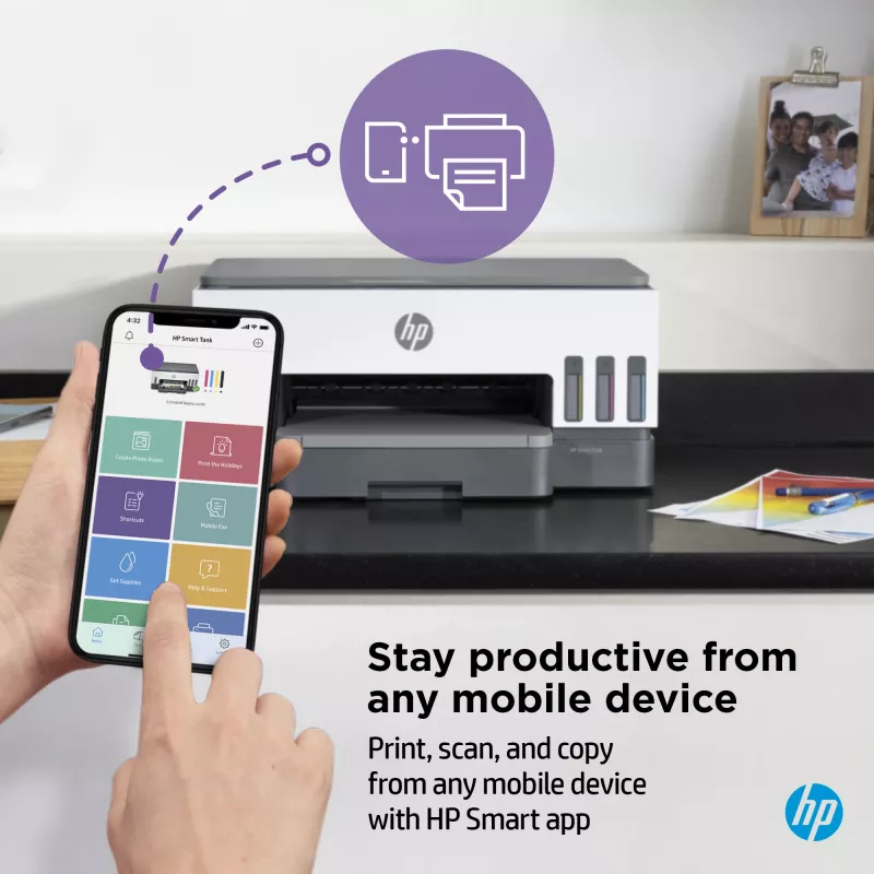 HP Smart Tank printeris, termiskā tintes druka, krāsu druka, 4800 x 1200 DPI, A4, tiešā druka, pelēks