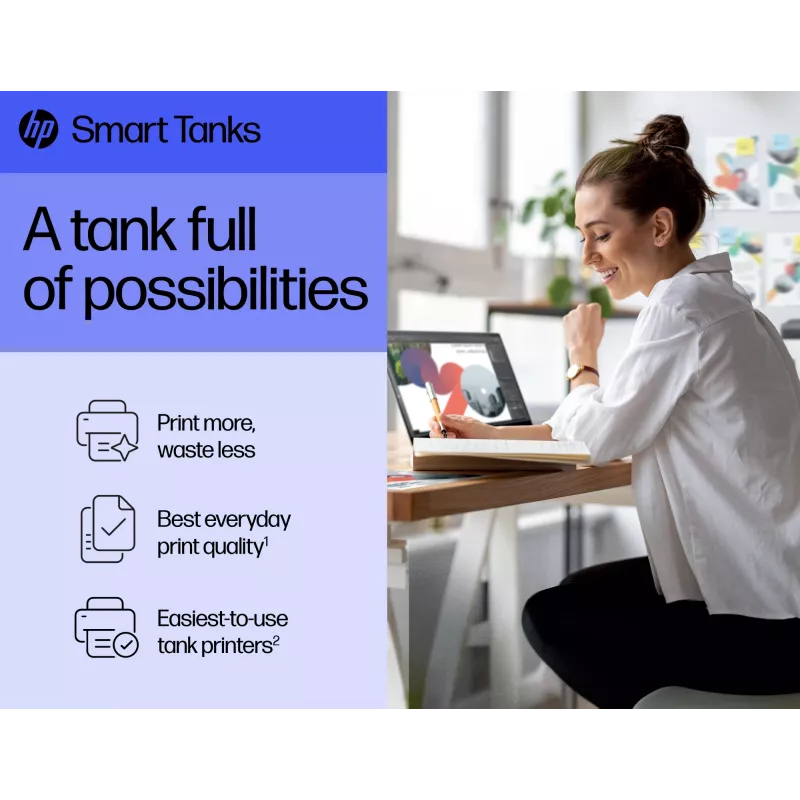 HP Smart Tank printeris, termiskā tintes druka, krāsu druka, 4800 x 1200 DPI, A4, tiešā druka, pelēks