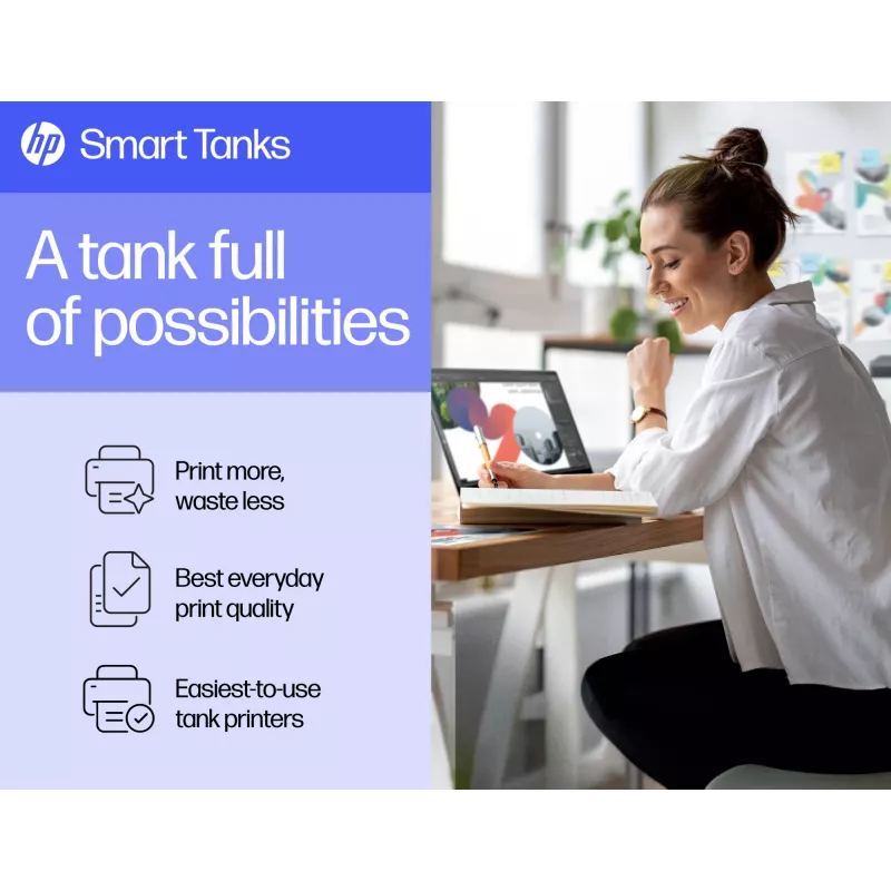 HP Smart Tank printeris, termiskā tintes druka, krāsu druka, 4800 x 1200 DPI, A4, tiešā druka, pelēks