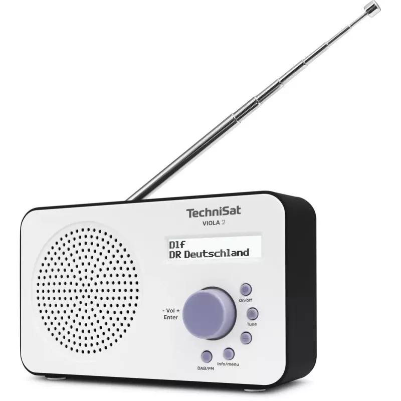 Pārnēsājams digitālais radio TECHNISAT 0000/3906 — DAB/DAB+/FM, 1 W RMS, LCD, 3,5 mm, balts/melns, 0,338 kg