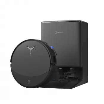 Robotu putekļsūcējs Ecovacs DEEBOT T90 PRO OMNI — bezmaisa 0,25 L putekļu tvertne, 350 min darbības laiks, Li‑Ion 4000 mAh, melns