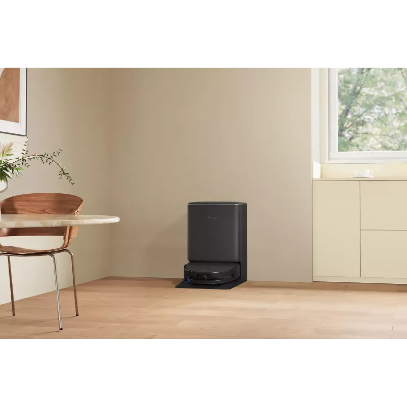 Robotu putekļsūcējs Ecovacs DEEBOT T90 PRO OMNI — bezmaisa 0,25 L putekļu tvertne, 350 min darbības laiks, Li‑Ion 4000 mAh, melns