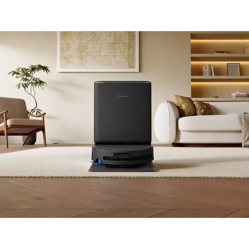 Robotu putekļsūcējs Ecovacs DEEBOT T90 PRO OMNI — bezmaisa 0,25 L putekļu tvertne, 350 min darbības laiks, Li‑Ion 4000 mAh, melns
