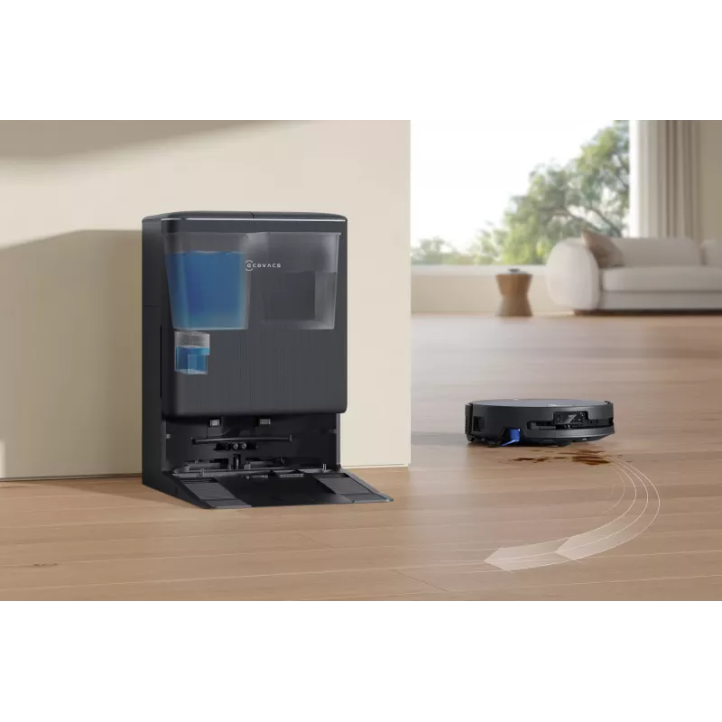 Robotu putekļsūcējs Ecovacs DEEBOT T90 PRO OMNI — bezmaisa 0,25 L putekļu tvertne, 350 min darbības laiks, Li‑Ion 4000 mAh, melns