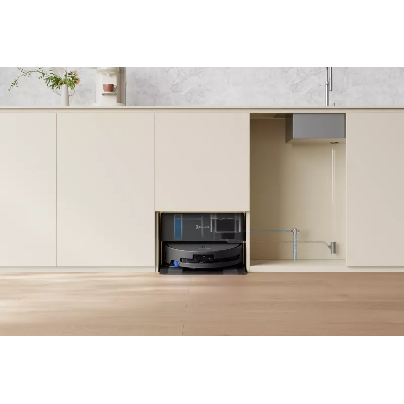 Robotu putekļsūcējs Ecovacs DEEBOT T90 PRO OMNI — bezmaisa 0,25 L putekļu tvertne, 350 min darbības laiks, Li‑Ion 4000 mAh, melns