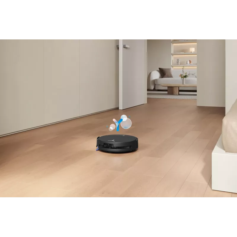 Robotu putekļsūcējs Ecovacs DEEBOT T90 PRO OMNI — bezmaisa 0,25 L putekļu tvertne, 350 min darbības laiks, Li‑Ion 4000 mAh, melns