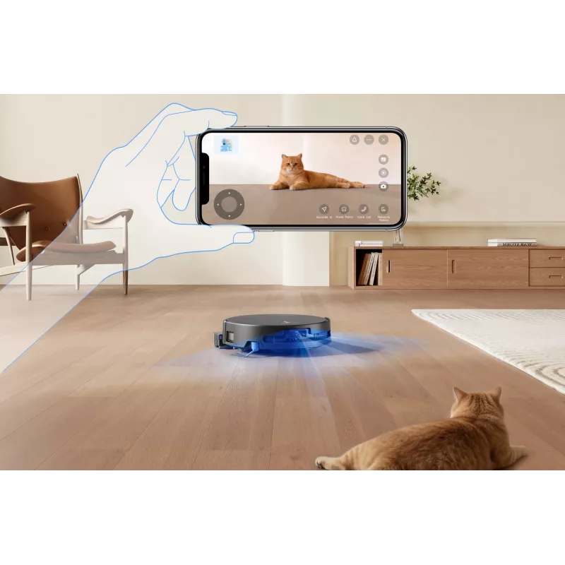 Robotu putekļsūcējs Ecovacs DEEBOT T90 PRO OMNI — bezmaisa 0,25 L putekļu tvertne, 350 min darbības laiks, Li‑Ion 4000 mAh, melns