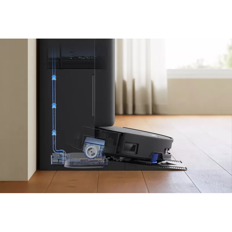 Robotu putekļsūcējs Ecovacs DEEBOT T90 PRO OMNI — bezmaisa 0,25 L putekļu tvertne, 350 min darbības laiks, Li‑Ion 4000 mAh, melns