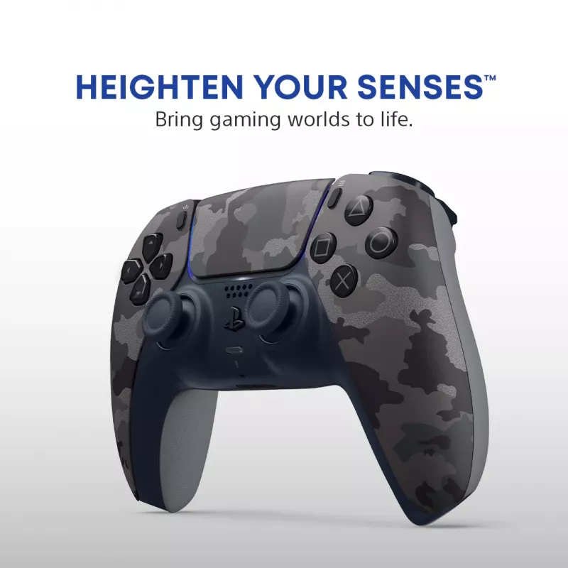 Gamepad Sony DualSense v3 Camouflage — Bluetooth/USB, PS5, iebūvēts akumulators, USB‑C, 160×106×66 mm