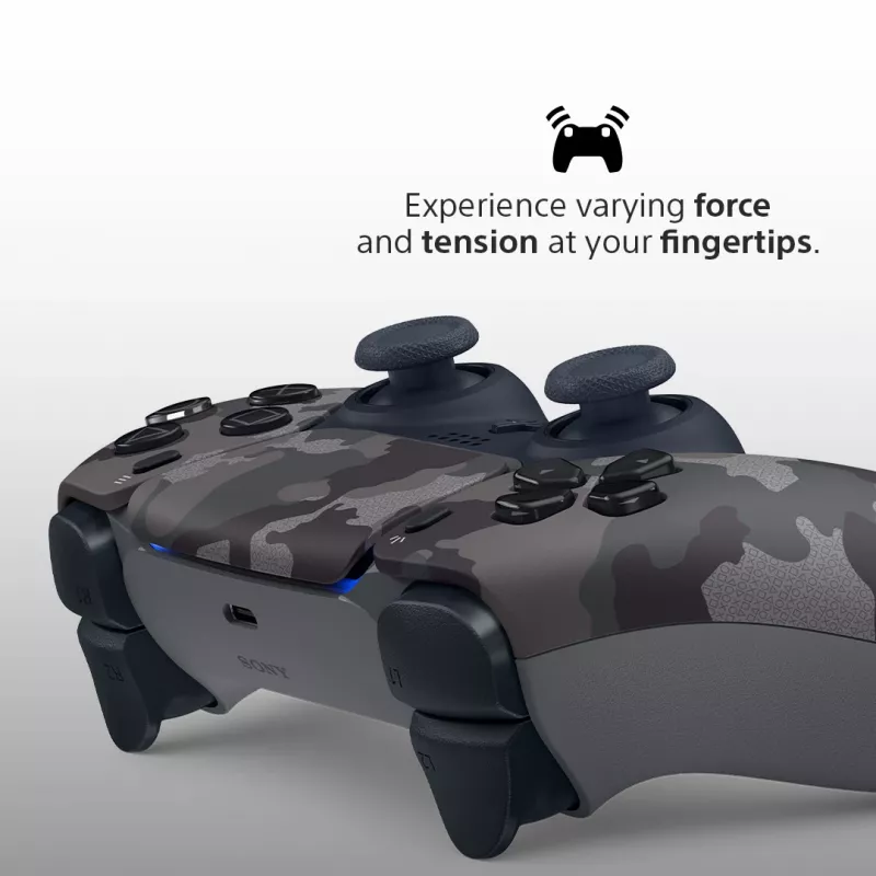 Gamepad Sony DualSense v3 Camouflage — Bluetooth/USB, PS5, iebūvēts akumulators, USB‑C, 160×106×66 mm