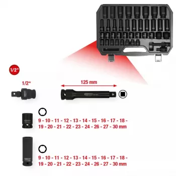 Uzgriežņu uzgaļu komplekts KS Tools 515.0065 1/2 collu piedziņa 40 uzgaļi 8 kg