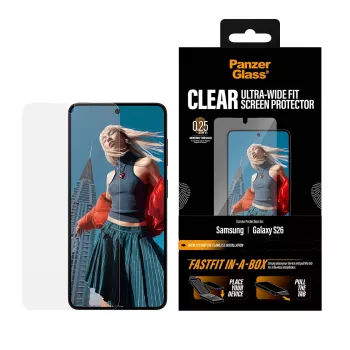 Ekrāna aizsargplēve PanzerGlass Samsung New Galaxy S 2026 — Ultra-Wide Fit, PET+silikons, FASTFIT