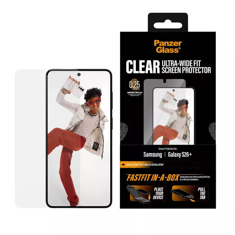 Ekrāna aizsargplēve PanzerGlass Samsung New Galaxy S 2026 Plus — Ultra‑Wide Fit, PET+Silicone, FASTFIT
