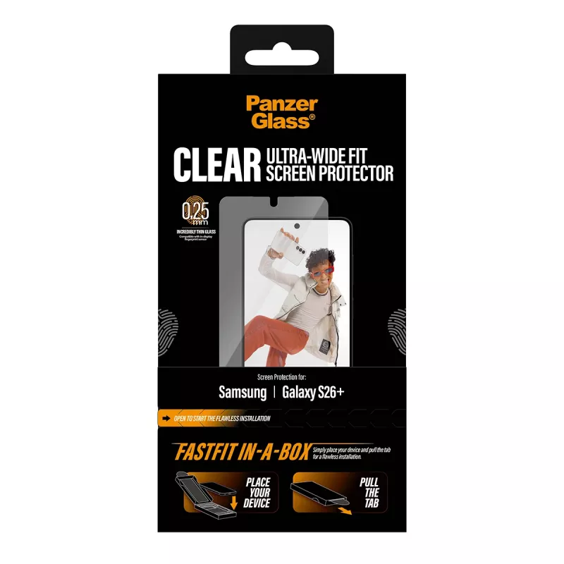 Ekrāna aizsargplēve PanzerGlass Samsung New Galaxy S 2026 Plus — Ultra‑Wide Fit, PET+Silicone, FASTFIT