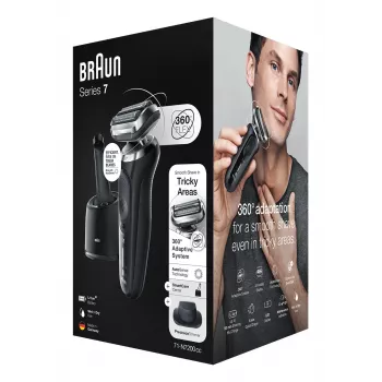 Braun Series 7 71-N7200cc folijas skuveklis ar trimmeri, melns