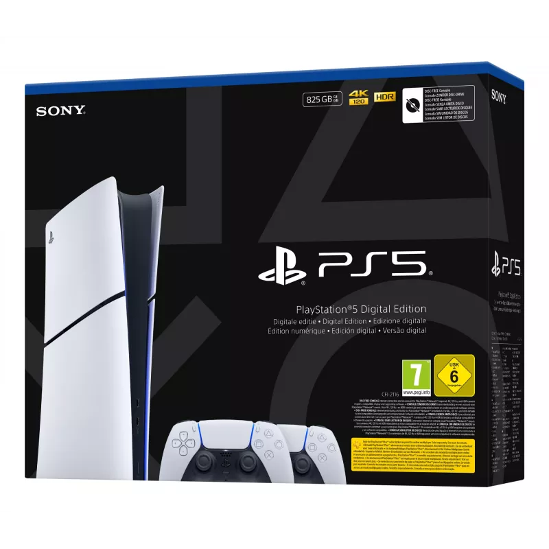 Spēļu konsole Sony PlayStation 5 plāns Digital 825 GB SSD, Wi‑Fi, Bluetooth, HDMI 2.1, Balta/Melna