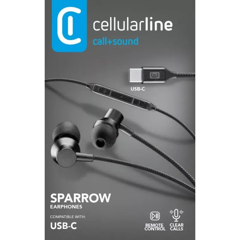 Cellularline SPARROW Stereo ievietojamās austiņas ar mikrofonu un tālvadību