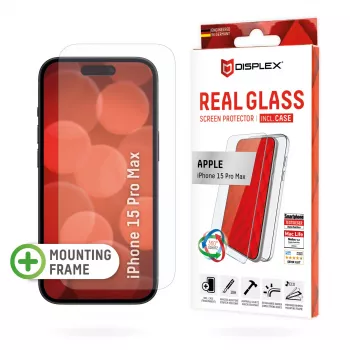 Displex ekrāna aizsargs + vāciņš Apple iPhone 15 Pro Max, Eco montāžas rāmis, izturīgs pret skrāpējumiem