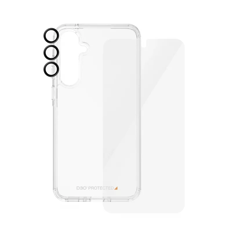 Ekrāna aizsargu komplekts PanzerGlass 3-in-1 Samsung Galaxy A55 5G — Ultra-Wide Fit, EasyAligner, rūdīts stikls/PET