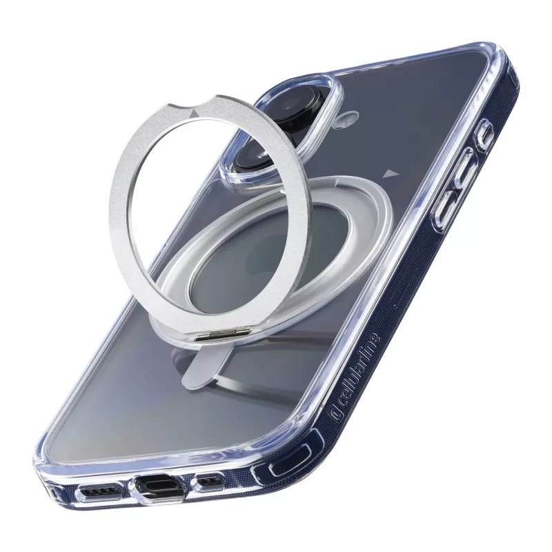Cellularline Spin Mag - iPhone 16 vāciņš ar rotējošu gredzena turētāju, saderīgs ar MagSafe ekosistēmu