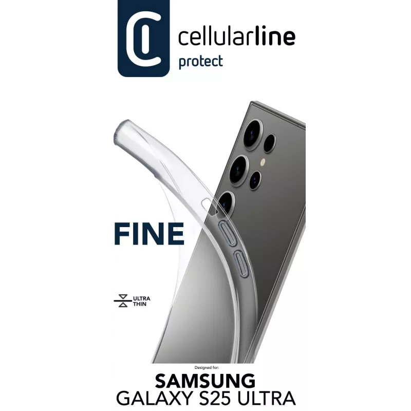 Cellularline Fine - Galaxy S25 Ultra, vāciņš, Samsung, Galaxy S25 Ultra, 17,3 cm (6,8 collas), caurspīdīgs