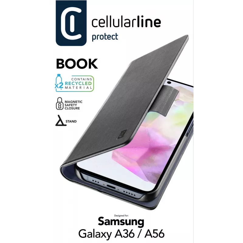 Cellularline Book - Galaxy A36/A56 Book maciņš ar kartes kabatiņu un magnētisko aizdari
