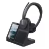 Austiņas Yealink WH64 Dual — vadu un bezvadu Bluetooth, supraaurālas, galvas lente, 50 m diapazons, melnas