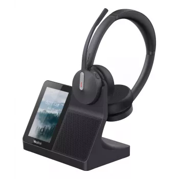 Austiņas Yealink WH64 Dual — vadu un bezvadu Bluetooth, supraaurālas, galvas lente, 50 m diapazons, melnas