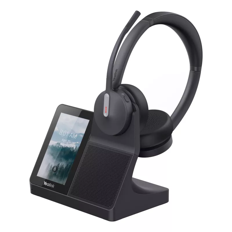 Austiņas Yealink WH64 Dual — vadu un bezvadu Bluetooth, supraaurālas, galvas lente, 50 m diapazons, melnas