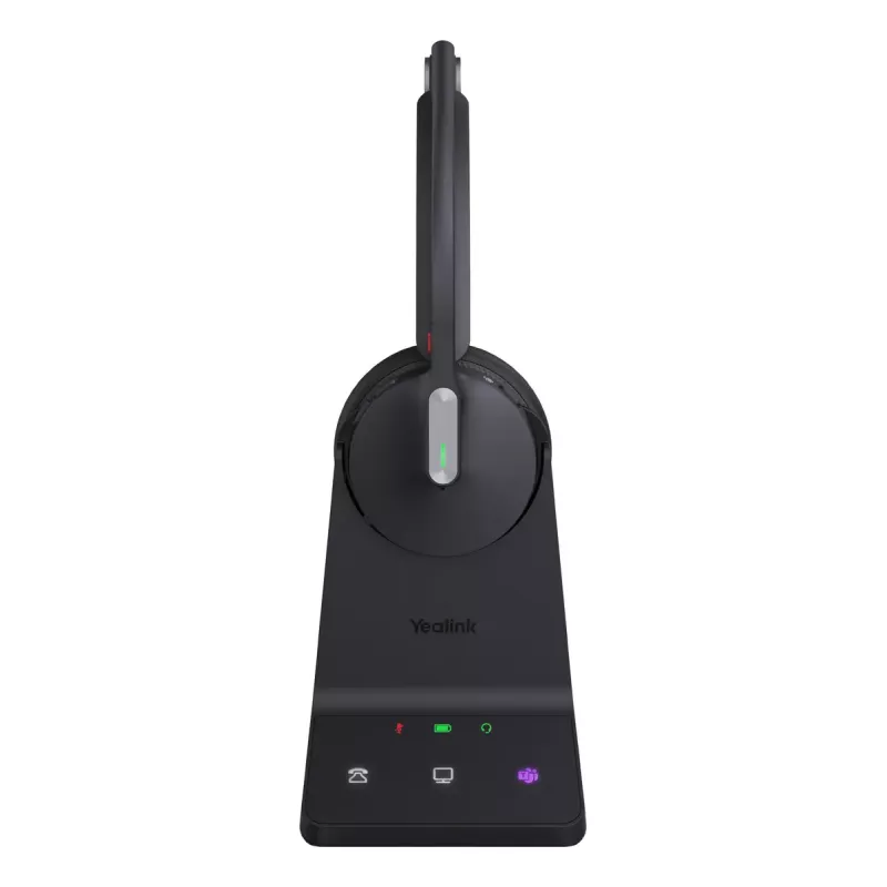 Bezvadu mono austiņa Yealink WH64 Teams — Bluetooth, supraaural, 20–20000 Hz, 150 m diapazons, melna
