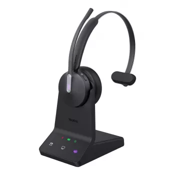 Bezvadu mono austiņa Yealink WH64 Teams — Bluetooth, supraaural, 20–20000 Hz, 150 m diapazons, melna